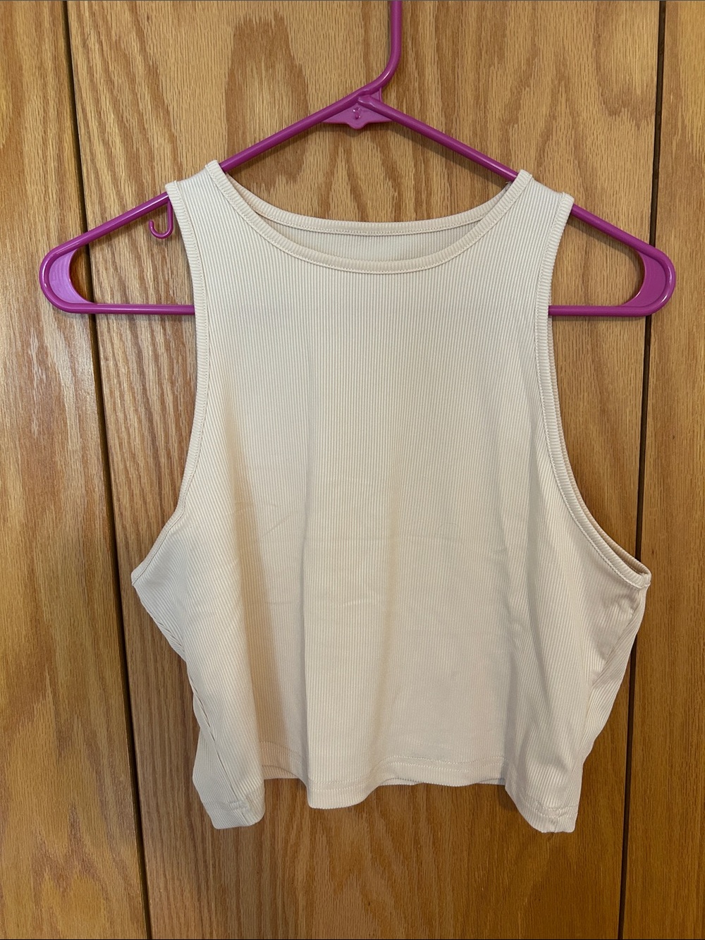 Shein Women’s Ribbed Tank Top - Cream Sleeveless Crop XL
